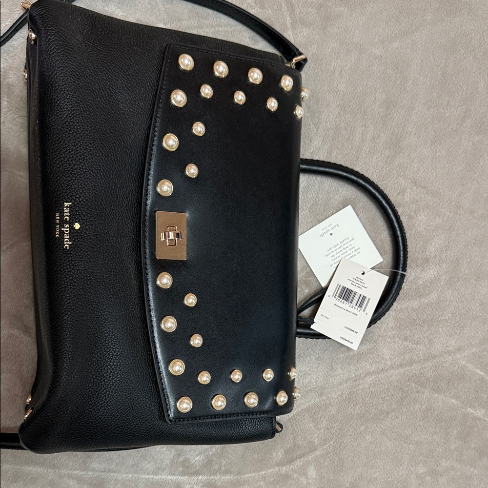 Kate Spade Black Shoulder Bag with Pearl Accents